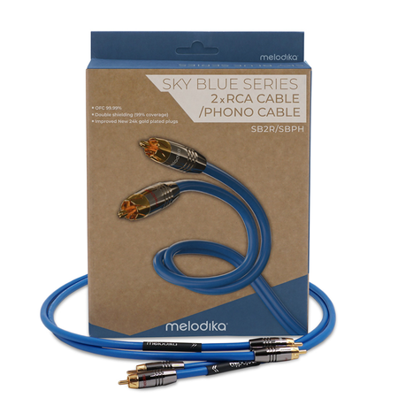 Melodika SB2R12 Sky Blue, kabel 2xRCA - 2 RCA 1.25 m