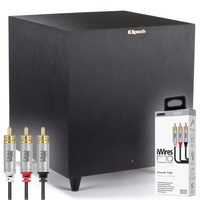 Klipsch R-8SW - subwoofer aktywny 50 W + kabel do subwoofera TECHLINK 2RCA-RCA 3m w zestawie