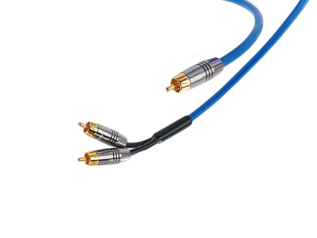 Kabel do subwoofera Melodika SBSWY100 Sky Blue 1xRCA - 2xRCA typu Y 10.0m