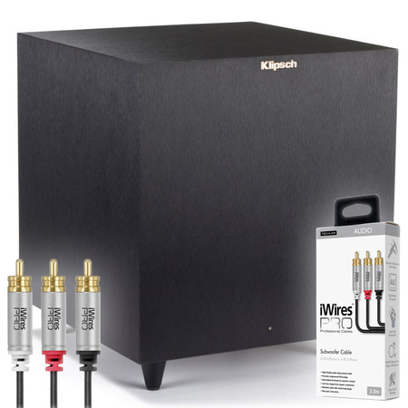 Klipsch R-8SW - subwoofer aktywny 50 W + kabel do subwoofera TECHLINK 2RCA-RCA 3m w zestawie